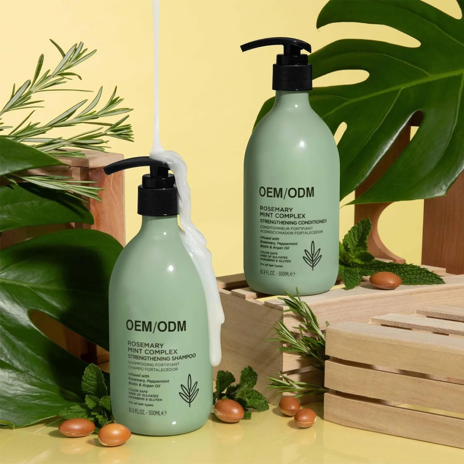 OEM ODM organic hair growth coconut batana oil black castor oil rosemary hair shampoo and conditioner