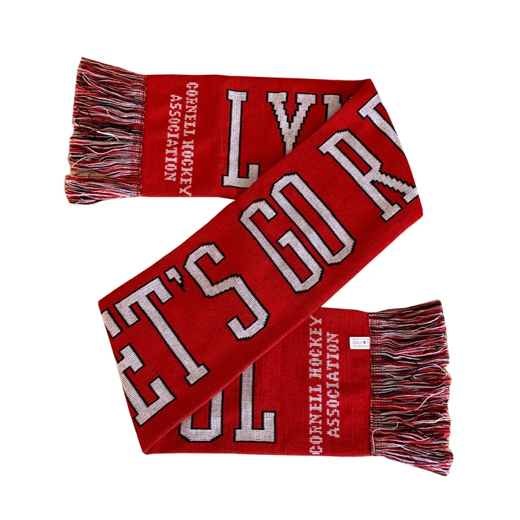 wholesale acrylic knitted jacquard custom design soccer fans football club scarf with your own logo