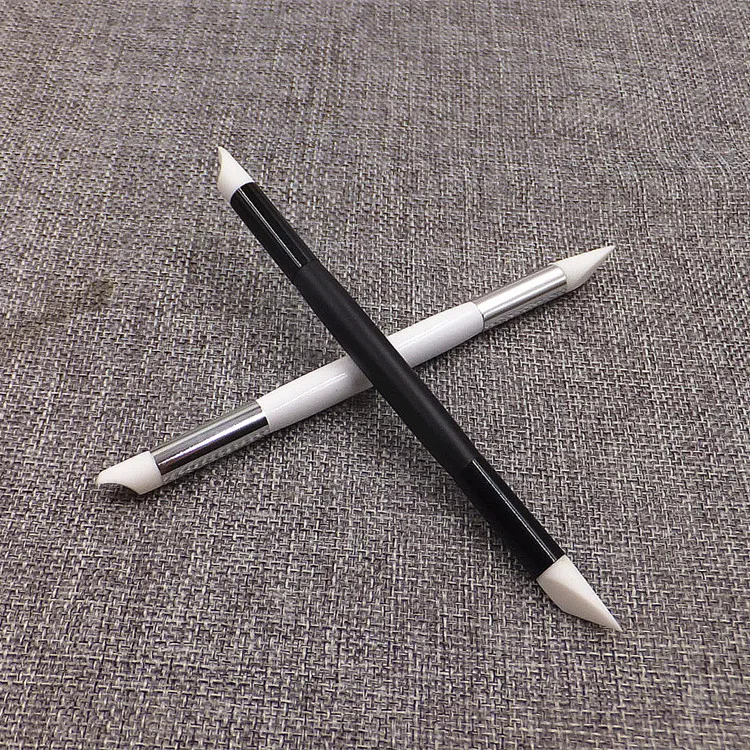 OEM Wholesale Nail Art Brushes Silicone Tip Nail Brush White Wooden Handle Doting Pen Pencil