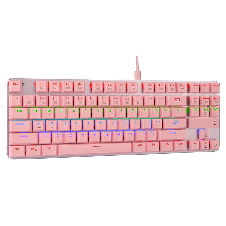 Custom Girl Gaming Game Keyboards Pink Wired 80% Slim Mechanical Keyboard LED RGB Gaming Mechanical Keyboard
