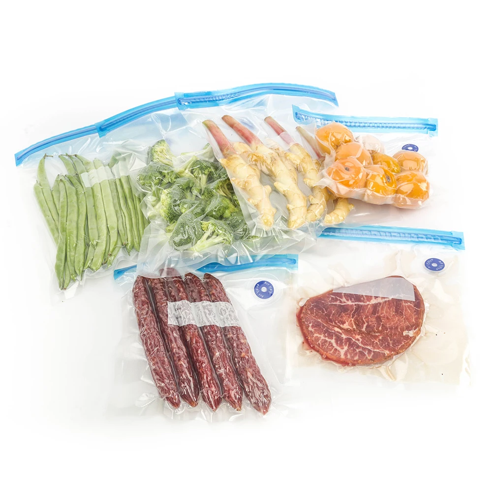 Plastic Bag For Food Sous Vide Vacuum Sealer Bag Embossed Sous Vide Freezer Vacuum Sealer Zipper Bags With Valve Pump