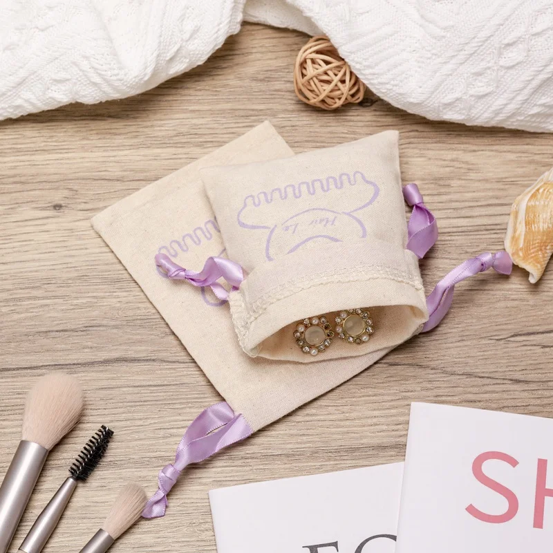 Recyclable Custom Small Large Cotton Linen Packaging Dust Bag  Drawstring Bag Cotton Storage Bags For Gifts Toys