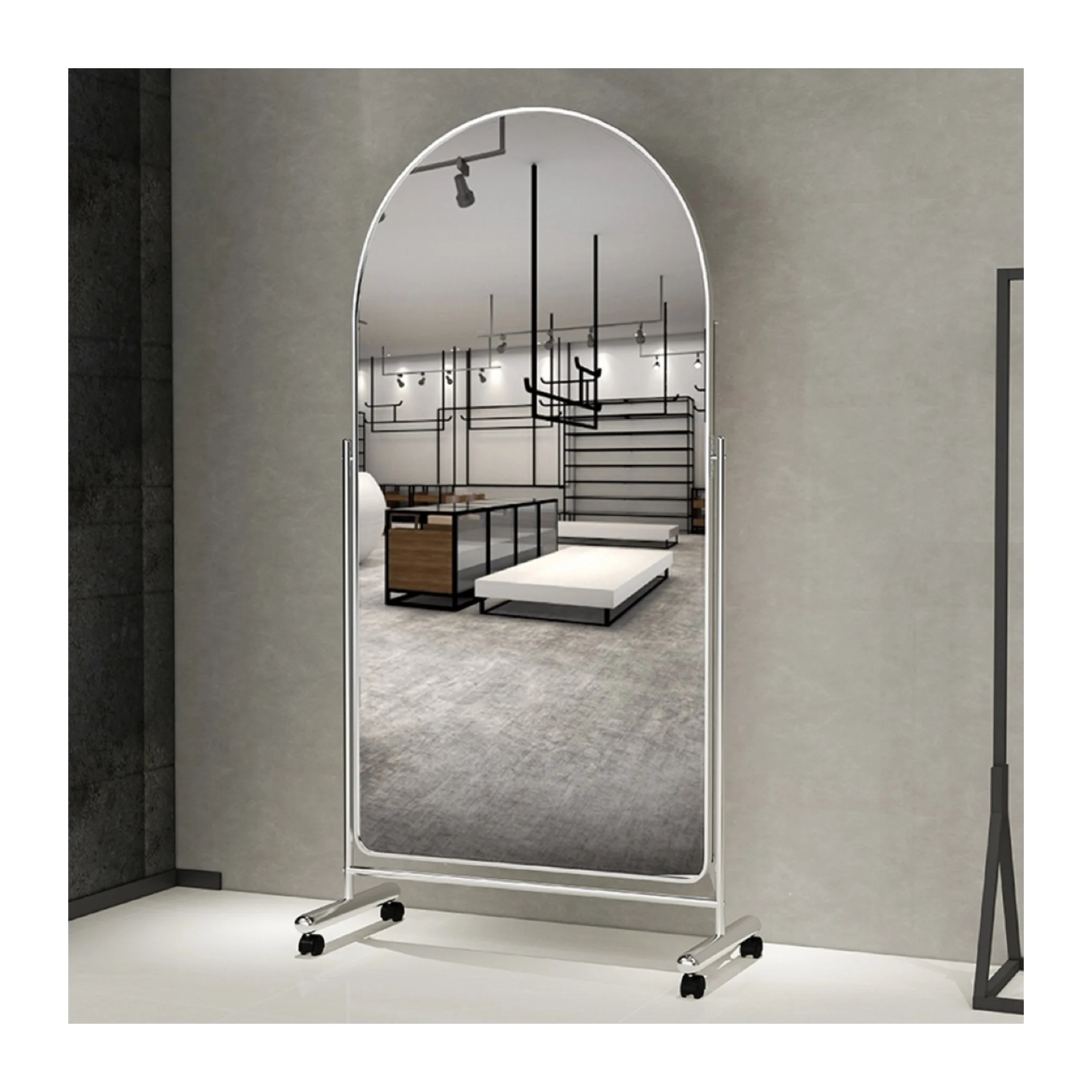 Factory Supply Arch Laege Full Length Body Stand Up Vanity Dressing Long Round House Decor Floor Standing Mirror Design