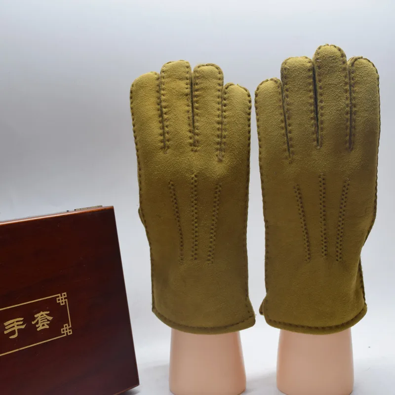 2021 wholesale custom sheep skin wool full skin sheep skin leather gloves for men and women