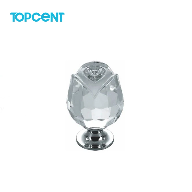 TOPCENT Glass Cabinet Knobs Crystal Drawer Pulls Dresser and Cupboard Diamond Crystal Knobs