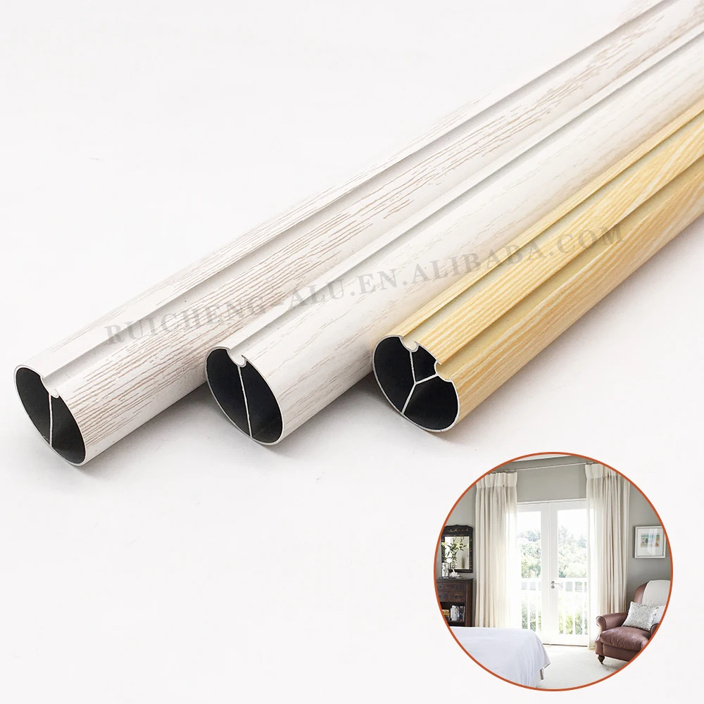 Curtain Rod Wooden Powder Coating Extrusion Pipe Poles Tracks Metal Rail Aluminium Profiles Hollow Tube