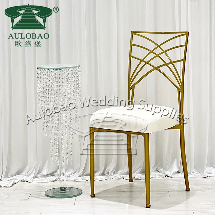 Wedding Hall Cross Back Aluminum Frame Chameleon Gold Chair With Cushion