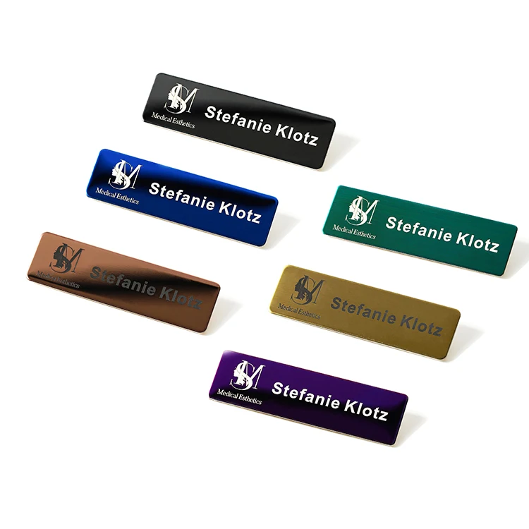 Wholesale Custom Blank Employee Name Badge 3d Gold Sliver Stainless Steel Engrave Magnets Metal Tag for Clothes