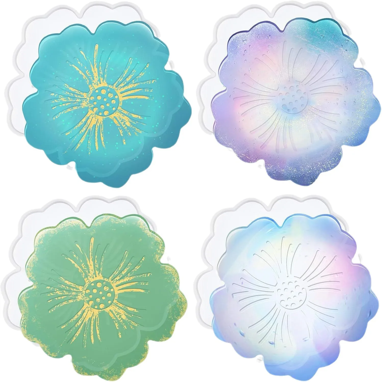 Flower Shape Silicone Resin Cup Mat Molds DIY Custom Sakura Coaster Silicon Moulds