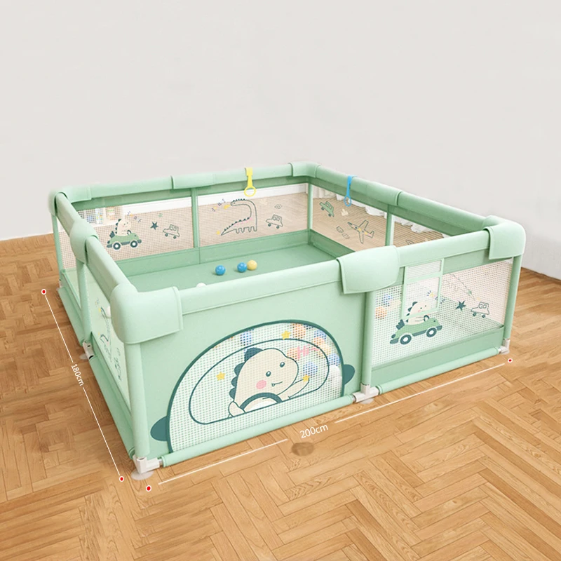 Large Size Mesh Fabric Baby Playpens Toddler Playyard For Home 180*200cm Green Square Safety Game Fence For Children
