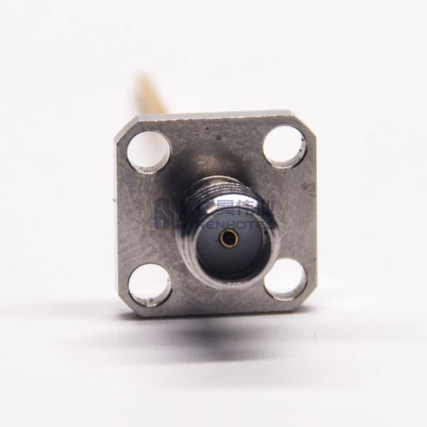 180 Degree Solder Female RF Coaxial Connector SMA 4 Hole Flange Mount