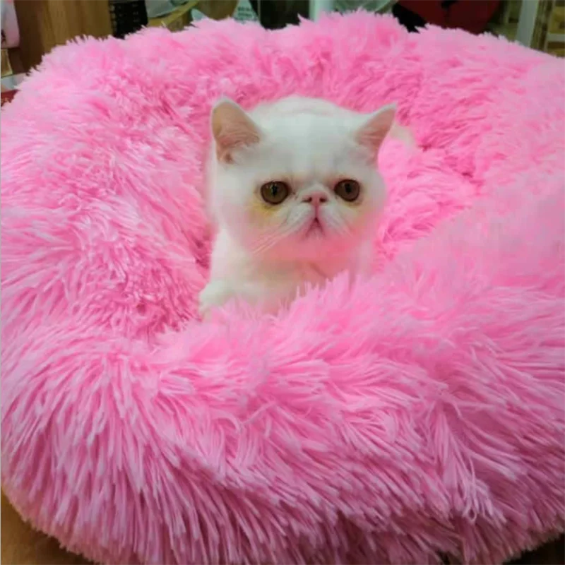 Pet bed comfortable and soft round pet dog cat sleeping mat bed