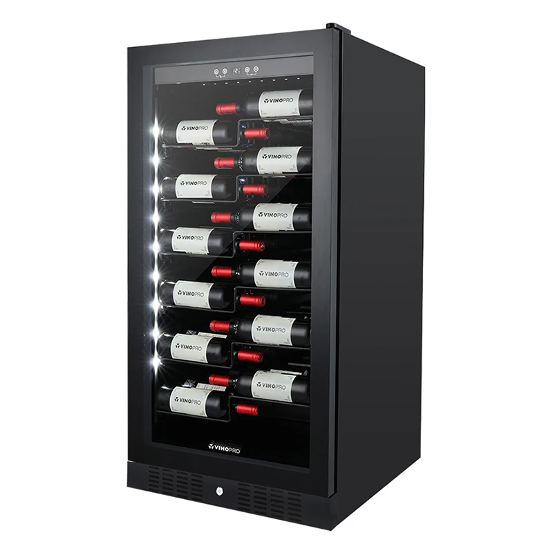 Vinopro 258L черный винный шкаф со стеклянной дверью однозонный компрессор 70 бутылок емкость этикетка умный холодильник для вина