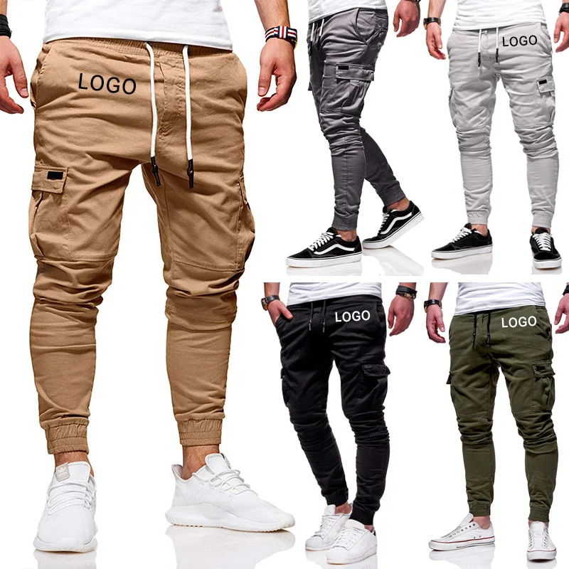 2022 самые популярные однотонные хлопковые мужские повседневные брюки для бега большого размера модные мужские облегающие брюки