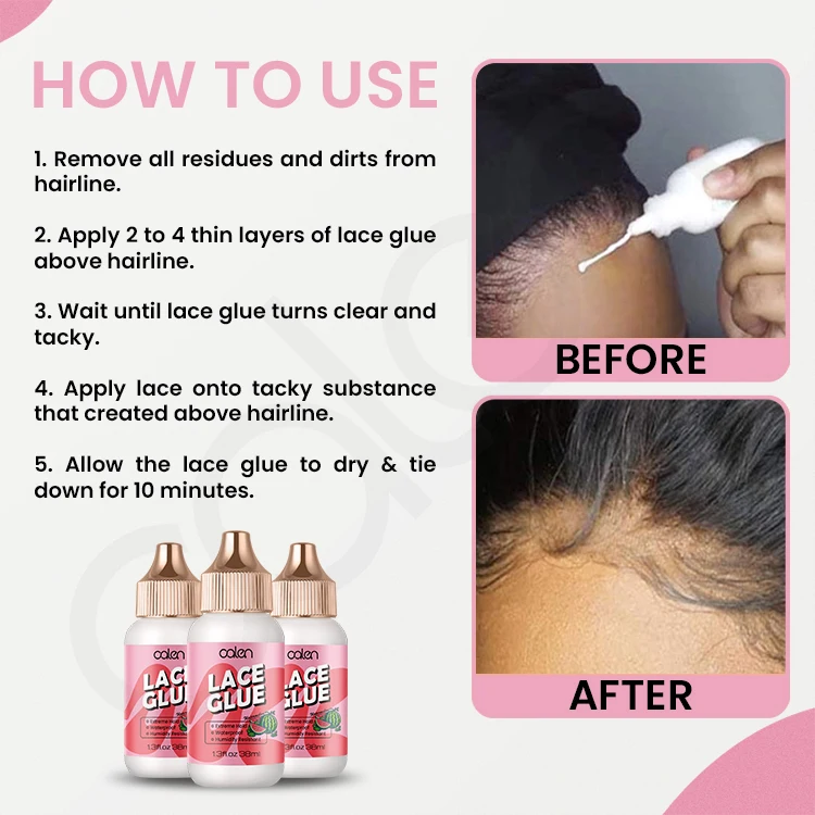 Oalen OEM ODM 38ml Watermelon Lace Wig Adhesive Glue Sweatproof Waterproof Lace Wig Glue Adhesive