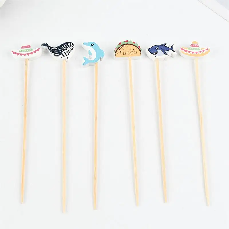 Cocktail Umbrella Bamboo/Wood Toothpicks Cupcake Toppers Cocktail Picks Party Supplies Decorative Cocktail Toothpicks