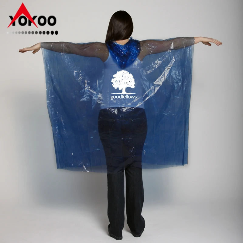 
one time use PE disposable rain poncho for promotion 