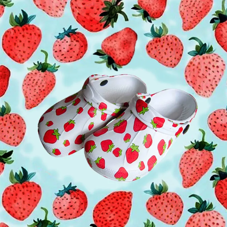 Новинка 2020, оптовая продажа, милые и Модные сабо-сабо из ЭВА с принтом фруктов для детей и женщин