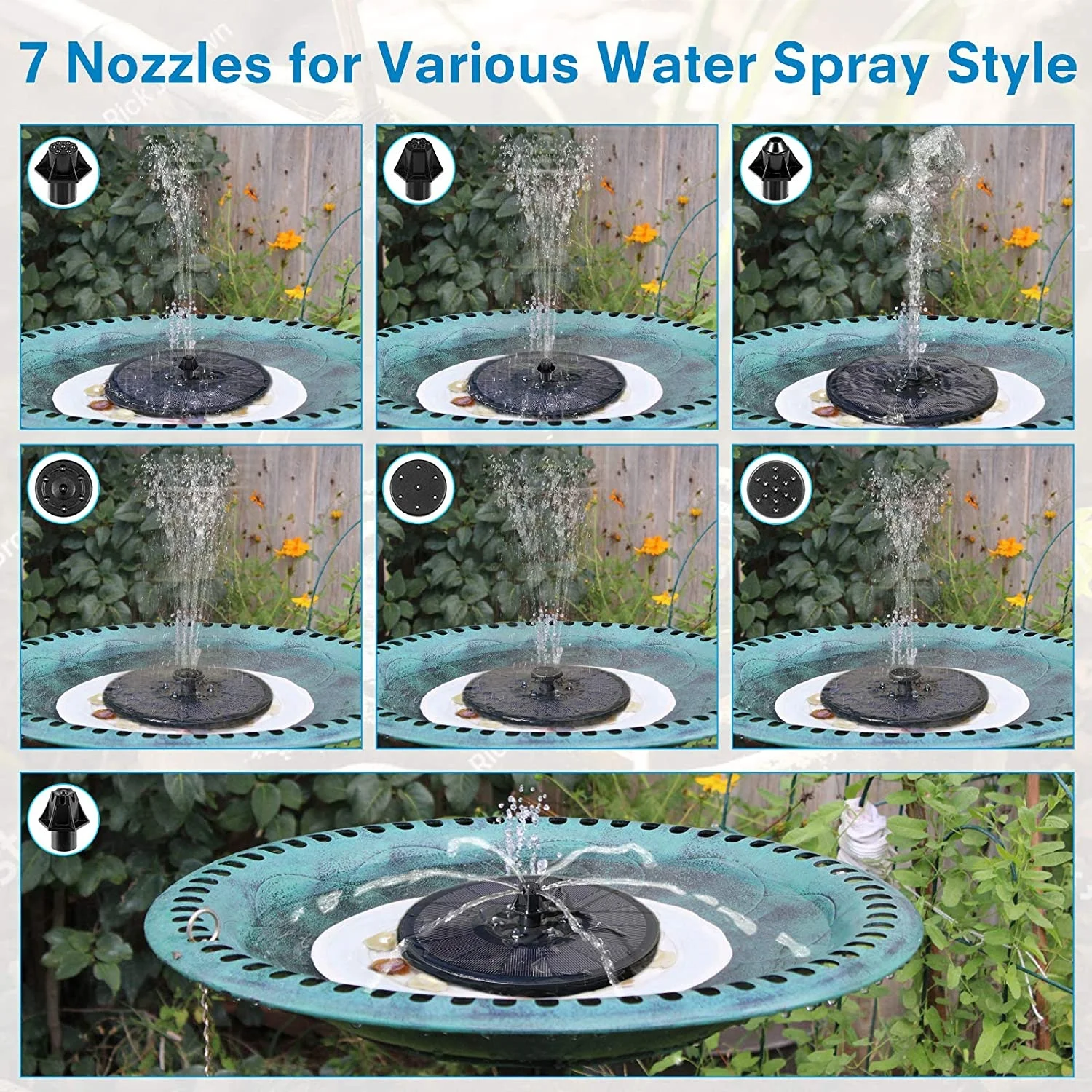 Amazon Hot Sales 3W Outdoor Indoor Water Fountain Solar Water Floating Fountain Pump With 900mAh Battery Backup and 6 Led Lights