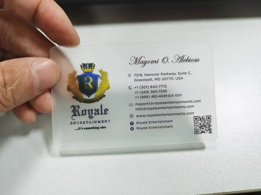 0.76mm hard thickness high quality transparent clear plastic pvc business cards printing