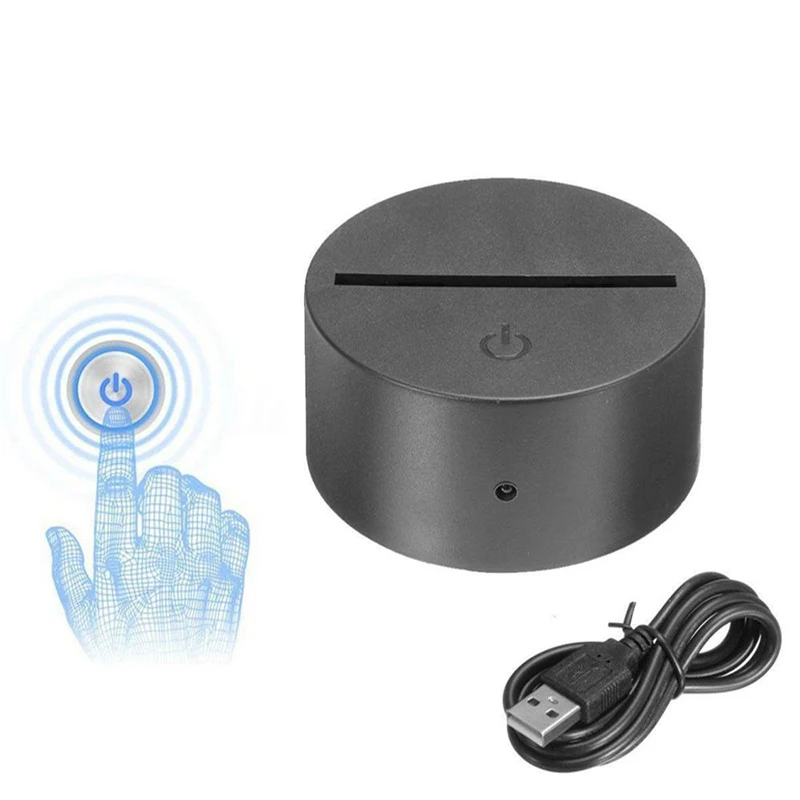 RGB LED Lamp Bases for 3D Led Night Light Acrylic Black 3D LED Lamp Night Light Touch Base with USB Cable and Remote Control