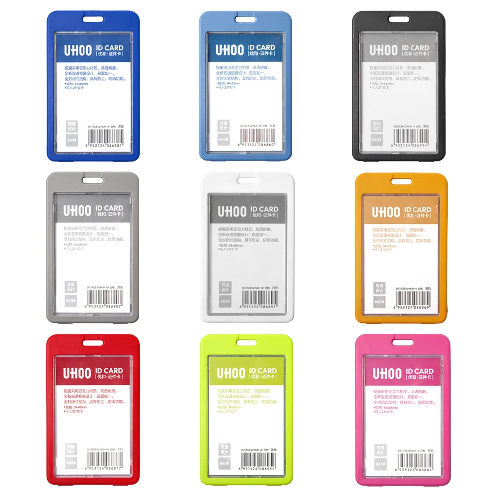 Roust Custom Gift Dual-Sided Transparent Acrylic Badge Card Holder with Lanyard Work & Credit Card Use Custom Logo Low MOQ