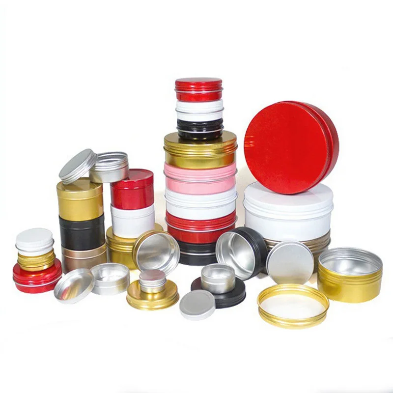 Aluminium Gold Tin with Screw Top Lid Rose Gold Empty 250ml Metal Soap Box 8oz Candle Tin White Round Tin Case Black Jars