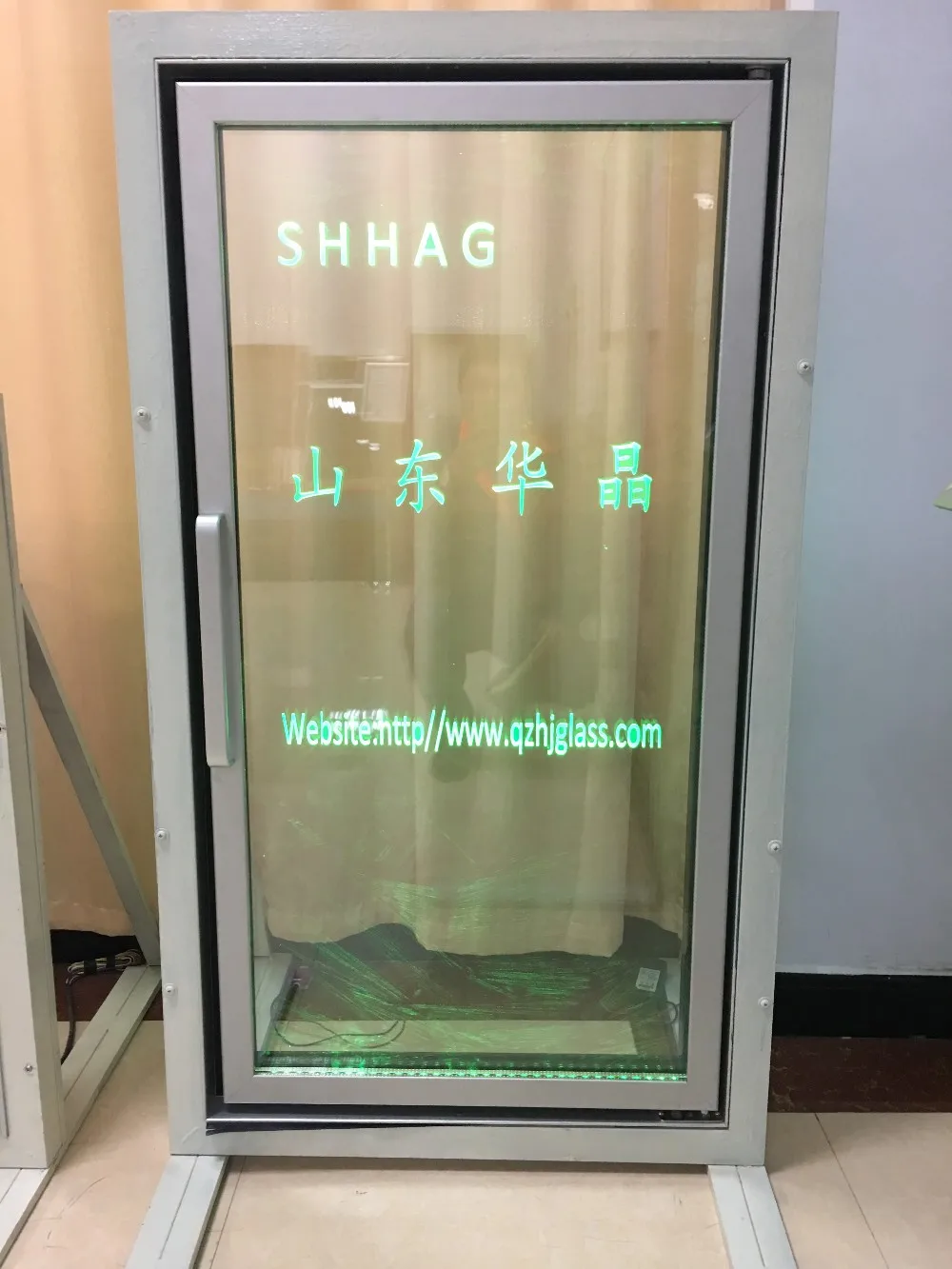 Good quality single door refrigerator transparent glass door LED logo light
