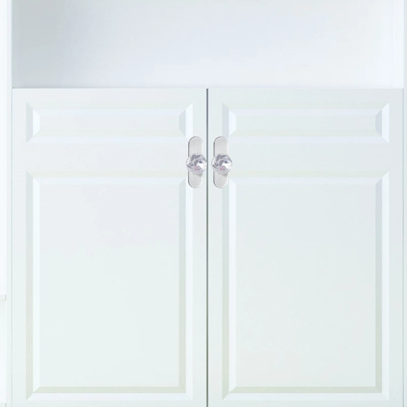 Punch-free Crystal Drawer Handle Self-Adhesive Acrylic Transparent Cabinet Wardrobe Furniture Pulls Handles Hanger Hooks