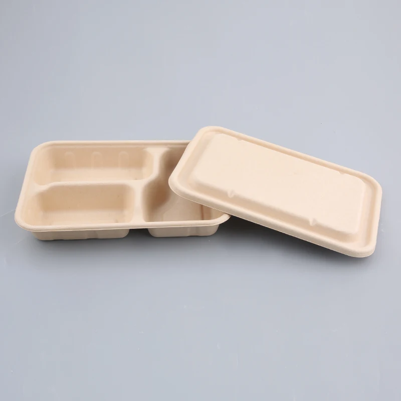Compostable Eco Fast Food Packaging 6 Inch Flip Top Takeout Paper Container Disposable Bagasse Burger Box