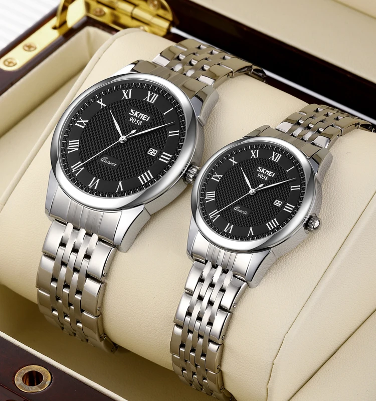 SKMEI 9058 fashion quartz watches for men,unisex watches set water proof watch brand,couple watch luxury brand watches prices
