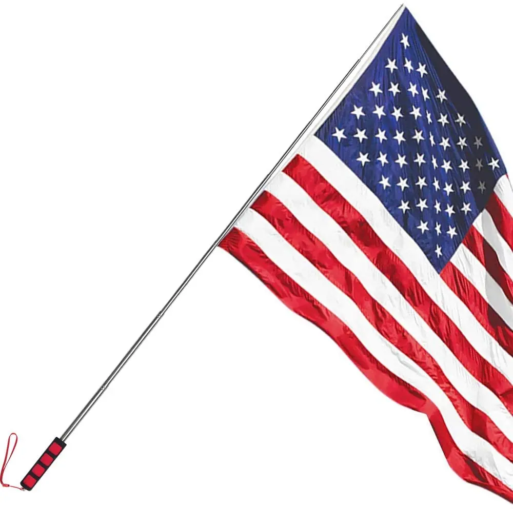 Wholesale portable colorful sponge handle telescopic flagpole, stainless steel tour guide hand adjustable flag pole