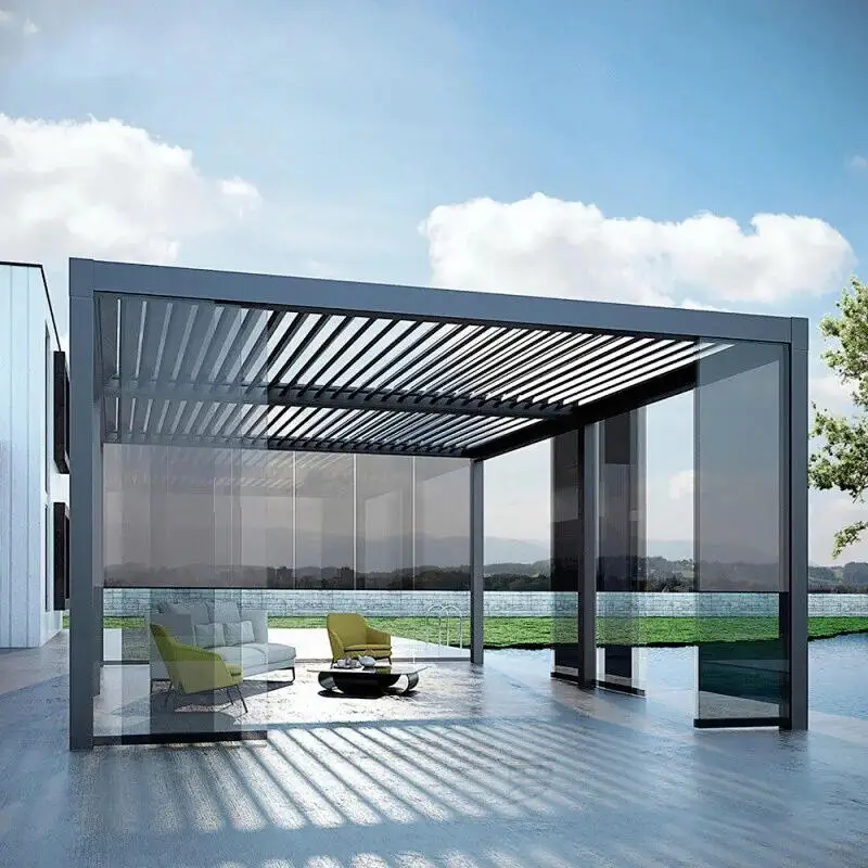 10x10 13x10 13x13x13 20x13 футов OEM Pergola Современная наружная биоклиматическая алюминиевая моторизованная жалюзи стальная беседка