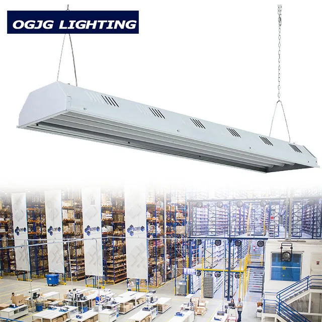 OGJG ETL DLC 80w 120w 160w 180w warehouse suspended led linear high bay lights with emergency battery
