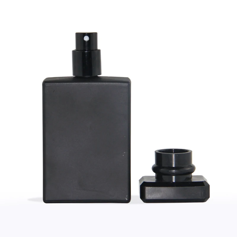 Оптовая продажа на заказ 30 мл 50 мл 100 мл Черный квадратный матовый прямоугольник Parfum масло роскошная пустая Упаковка спрей духи стеклянная бутылка