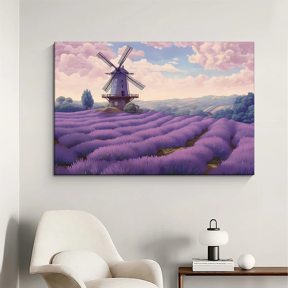 Wholesale custom elastic canvas print frameless seaview print animal landscape wall art painting