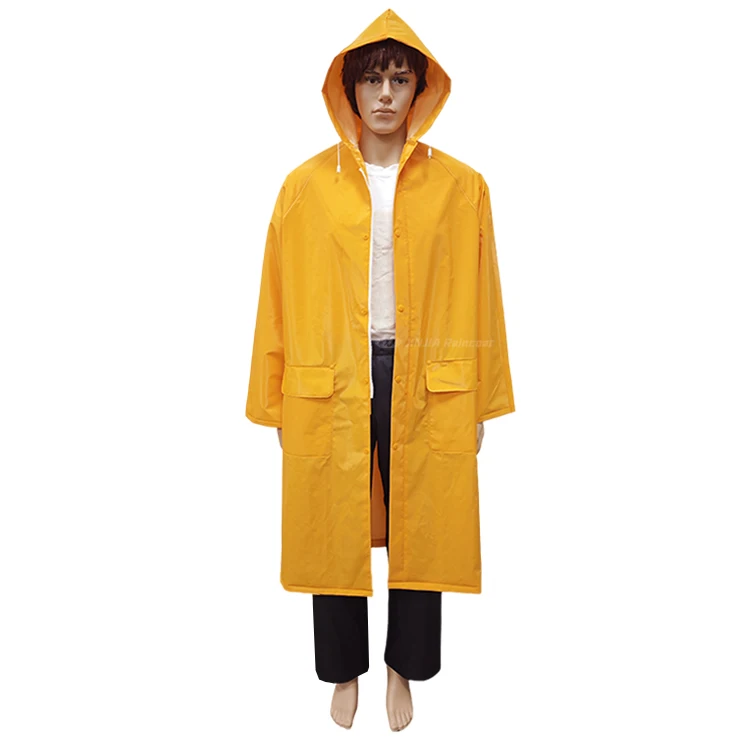 Cheap Waterproof Raincoat Industrial Work Heavy Duty Pvc Polyester Raincoat Durable Rain Coat Waterproof
