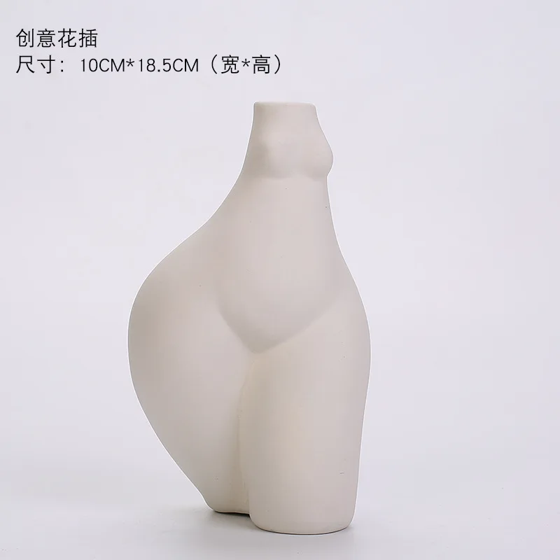 Simple Nordic Dry Ceramic Porcelain Female Human Naked Body Flower Vase Indoor Home Decoration Studio Decoration