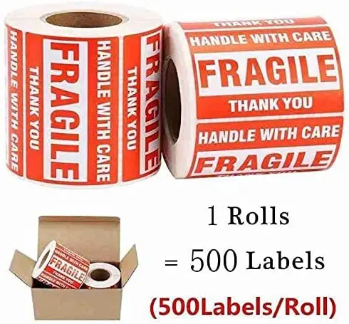 Этикетки хрупкие для перемещения 3x2 дюйма 500 наклеек хрупкая ручка с наклейкой заботы о доставке спасибо лаборатория