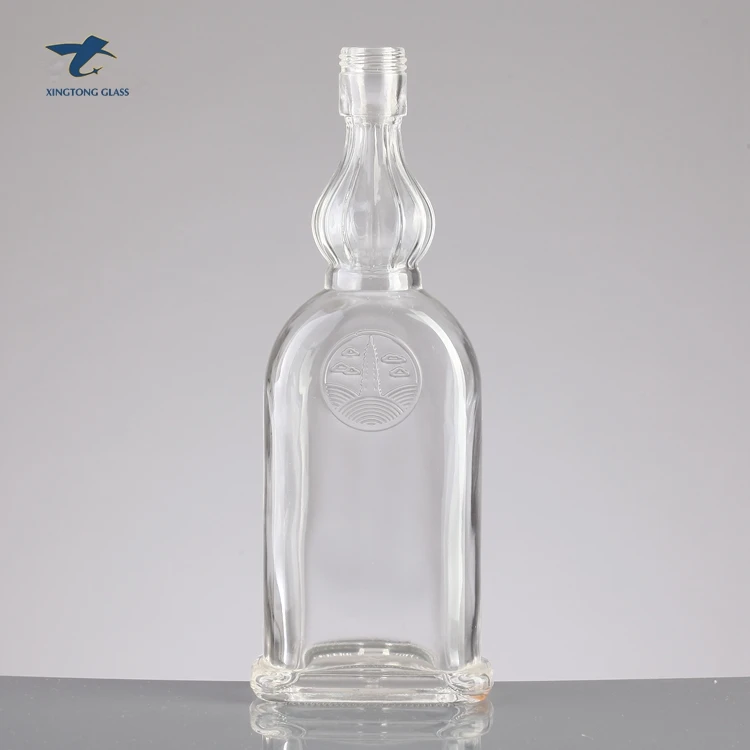 750ml 1 Liter  Vodka Whiskey Rum Gin Red Liquor Glass Bottle With Logo