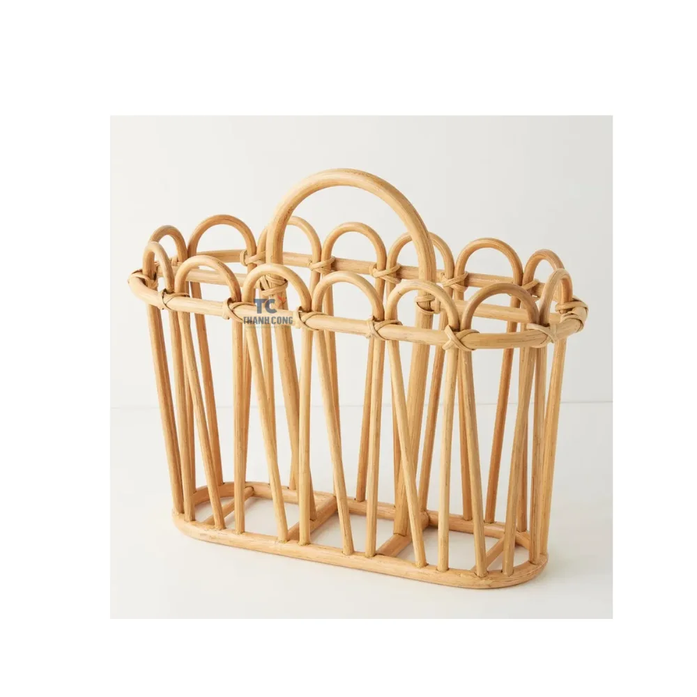 Cheapest Best Quality Rattan Magazine Display Rack Wood Nordic Newspaper Basket Newspaper Rack