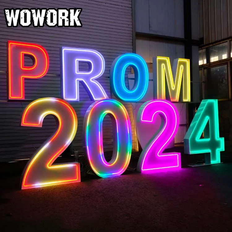 WOWORK 3ft collapsible Remote-control metal RGB frame neon number 0-9 stand light for birthday wedding party event decoration