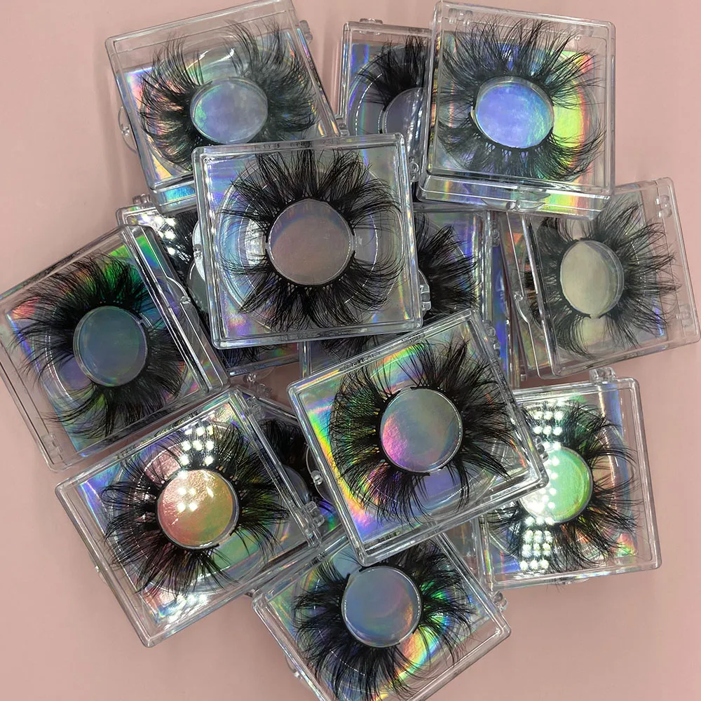 25mm lash vendor 5d mink eyelash with beautiful candy shape box top quality hot selling  lashes in colorful packing