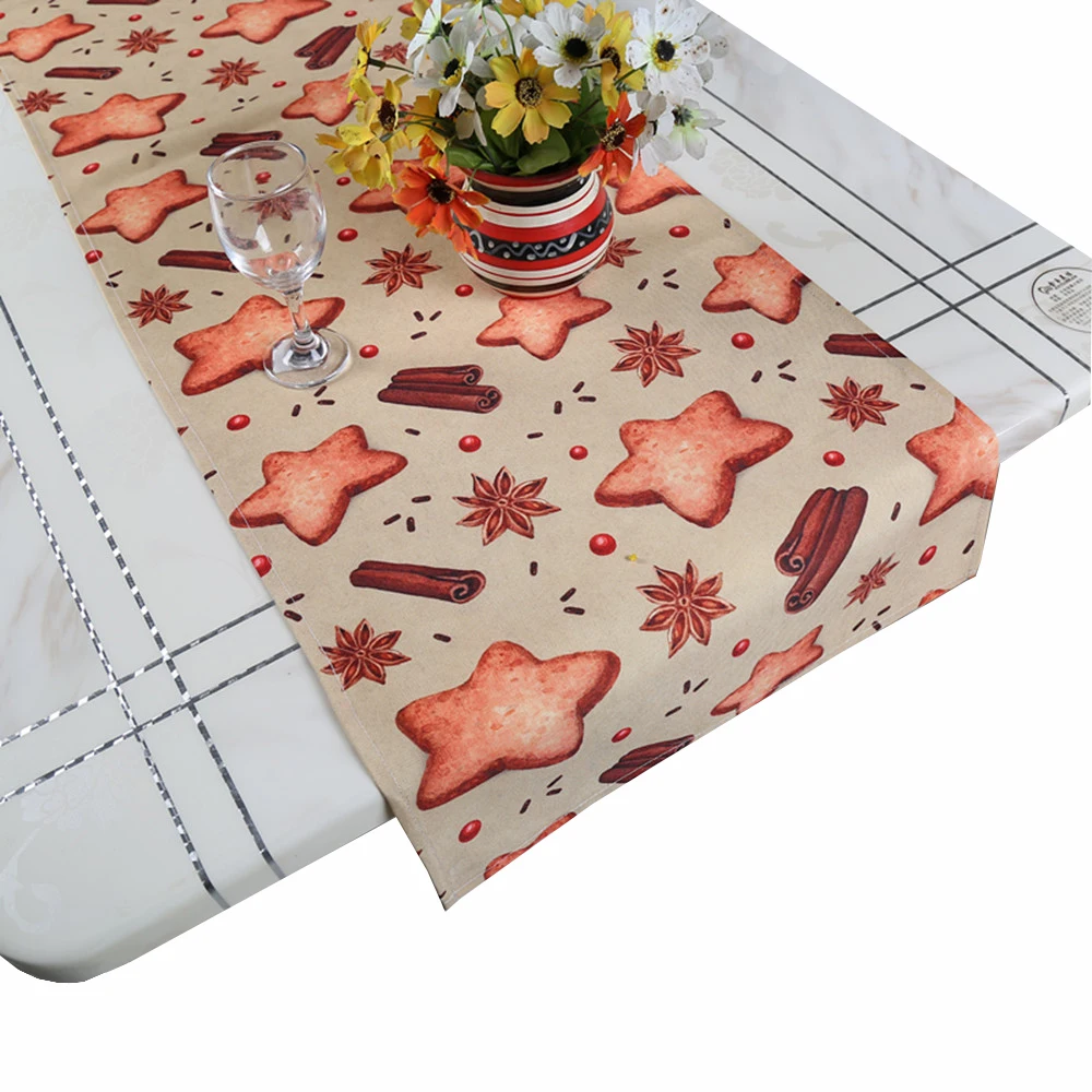 Christmas Star Design Digital Print Table Runner Made by BSCI Factory with Small MOQ