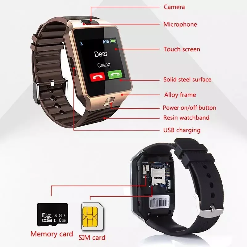 Wholesale  topsales Cheapest DZ 09 smart watch With Camera Video Call WiFi Touch Screen smart watch Support SIM Card