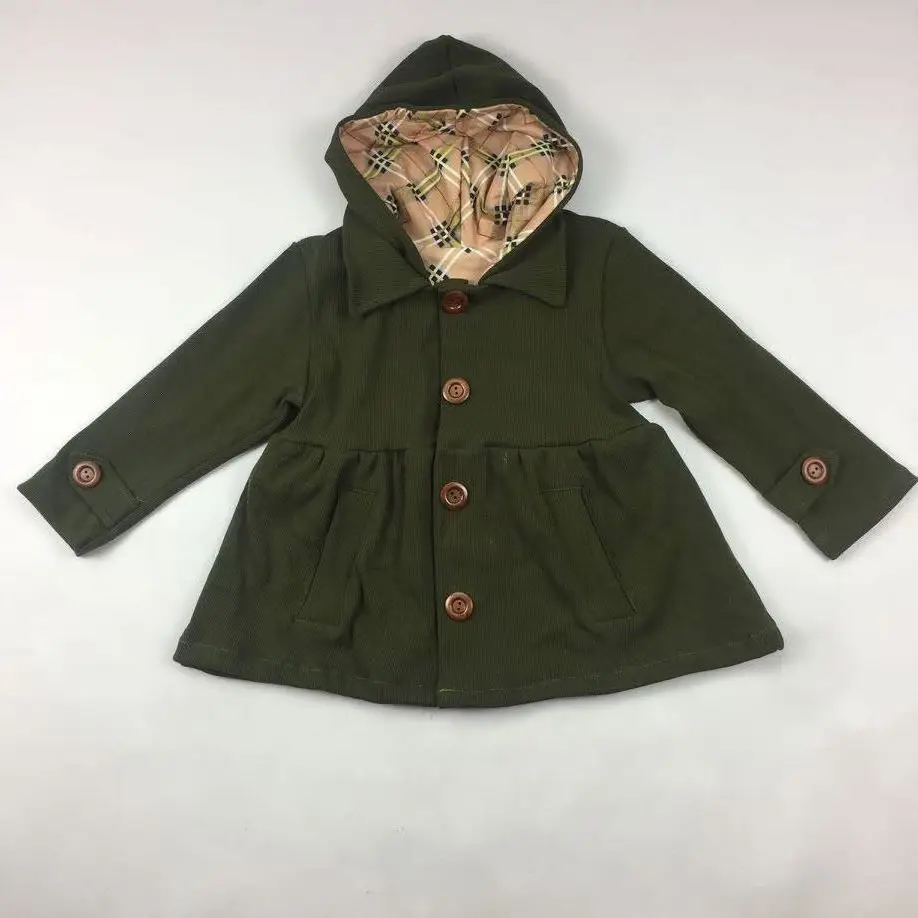 RTS осень/зима оптовая продажа куртки для маленьких детей одежда девочек дети матч подкладка на пуговицах с капюшоном толстовка верхняя пальто