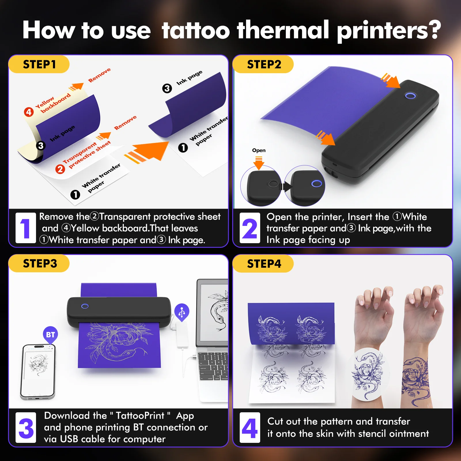 Spark Wireless Tattoo Transfer Stencil Printer Bluetooth Professional Printer Compatible With Android IOS Portable