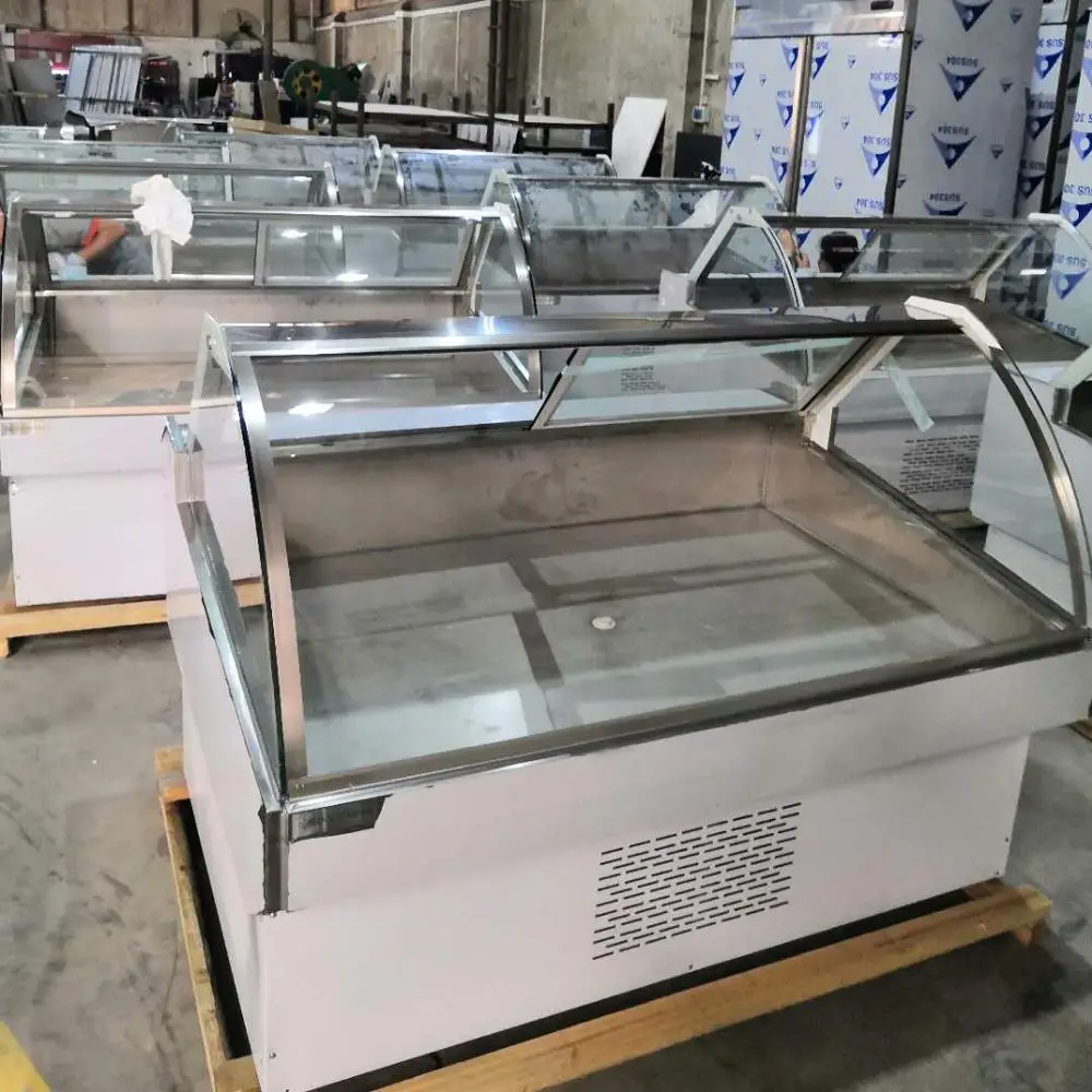 Хорошее качество и низкая цена витрина для коврика холодильник/витрина мяса из изогнутого стекла суши