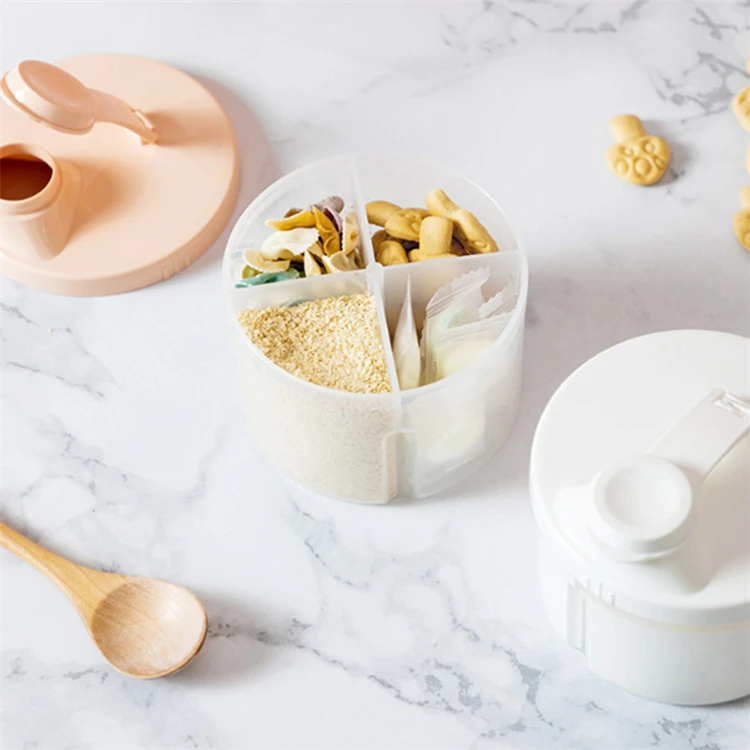 4 Grid Portable Baby Food Storage Box Essential Cereal Infant Milk Powder Box Toddle Compartments Snacks Container