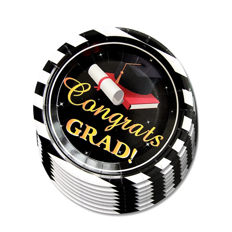 Graduation Season Party Set Graduation Tableware Paper Plate Paper Cup Pull Flag Graduation Aluminum Film Ball Party Tablecloth